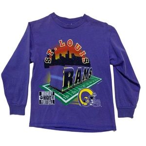Vintage 90s St. Louis Rams Long Sleeve Purple Kid's Shirt Youth NFL Football